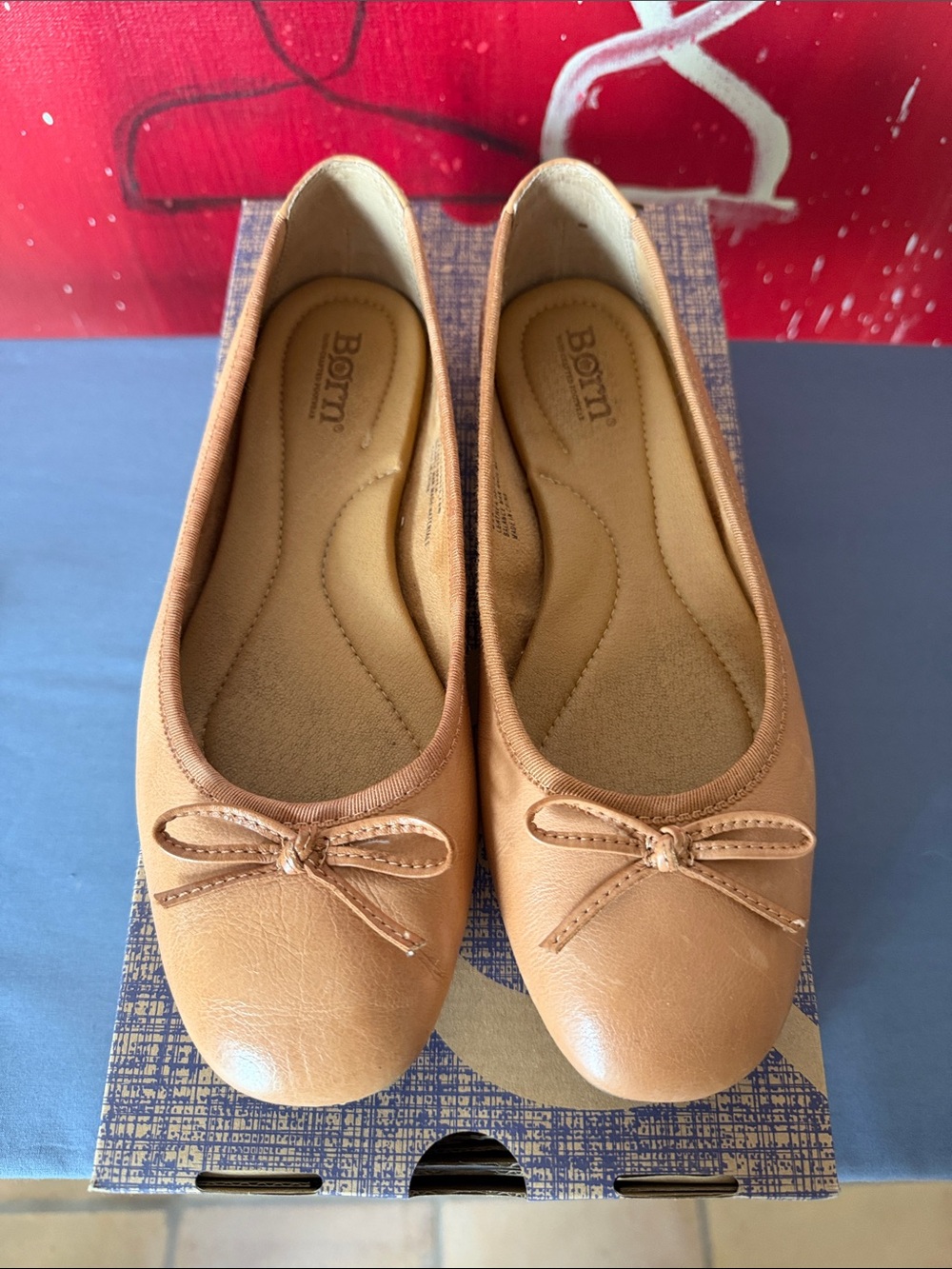 Born Women's Tan Bow Ballet Flats